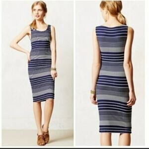 Anthropologie Maeve Edisto Stripe Navy Column Dress Small